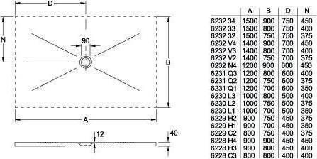 Immagine prodotto Villeroy & Boch V&B Piatto doccia SUBWAY INFINITY con antiscivolo 1200x750x40mm bianco