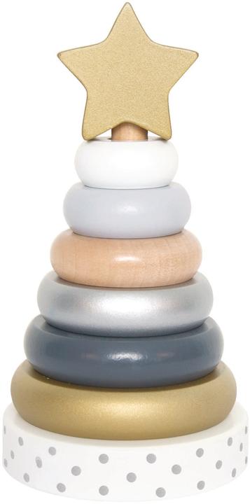 Produktbild Jabadabado Stapelturm Ring Baby W7157 grau, gold 11x19x10cm