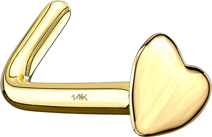Produktbild Star Piercing Nasenstecker gewinkelt 14k gold mit Herz (ohne Messing, 14k Gold)
