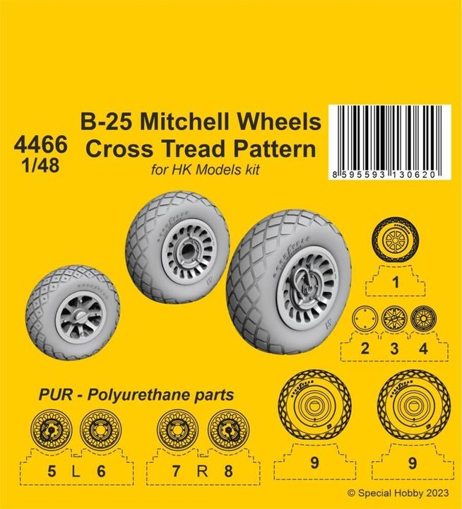 Actual product image CMK B-25 Mitchell Wheels/ Cross Tread Pattern 1/48 / for HK kit