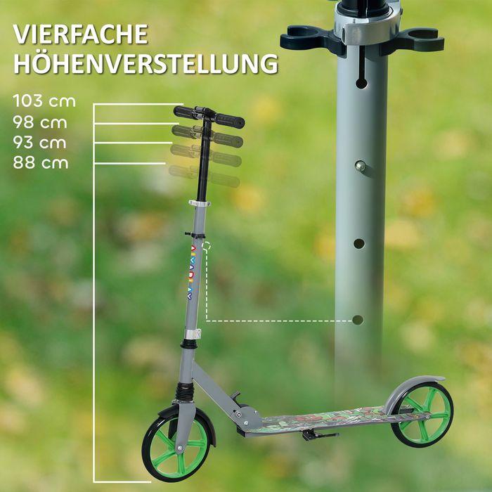 Immagine prodotto Swisshandel24 Kinderroller mit Verstellbare Lenkerhöhe, klapppbar, 2 Grossen Rädern, grün