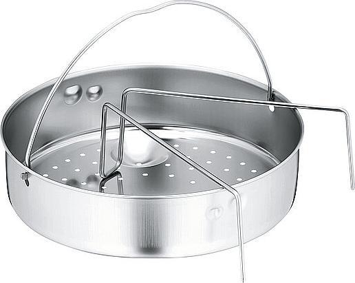 Produktbild WMF Schnellkochtopf 3tlg 4,5+3,0l Dampfkochtopf Perfect Premium Induktion (22 cm, Dampfkochtopf, Edelstahl)