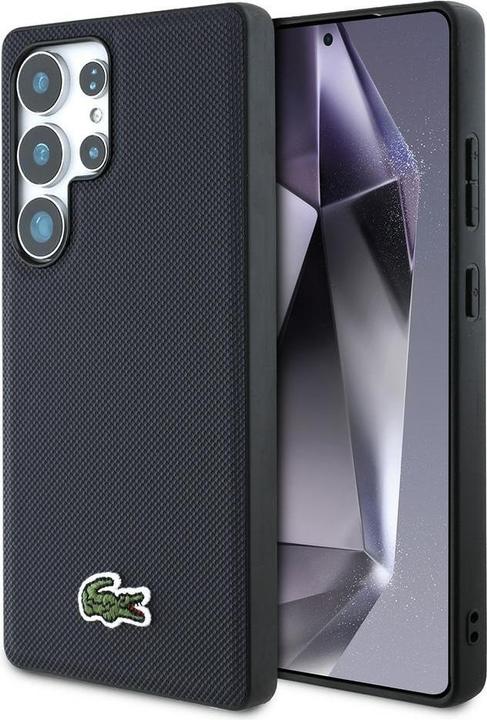 Actual product image Lacoste Case Iconic Petit Pique Woven Logo MagSafe to Samsung Galaxy S25 Ultra navy (Samsung Galaxy S25 Ultra)