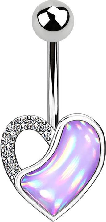 Produktbild Star Piercing Banane silber Herz mit Kristall und Epoxidstein violett (Messing, Chirurgenstahl 316L)