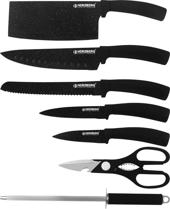 Produktbild JTI Messerset mit Ständer, 8-teilig - Schwarzer Marmor