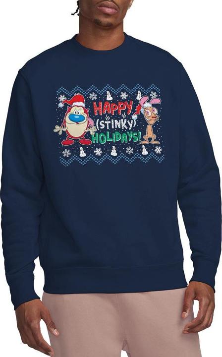 Actual product image Ren & Stimpy Unisex Adult Happy Stinky Holidays Christmas Jumper Sweatshirt (XL)