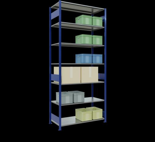 Immagine prodotto Schulte Lagertechnik Sistema di scaffalature di base senza viti MULTIplus150 con ripiani di lunghezza