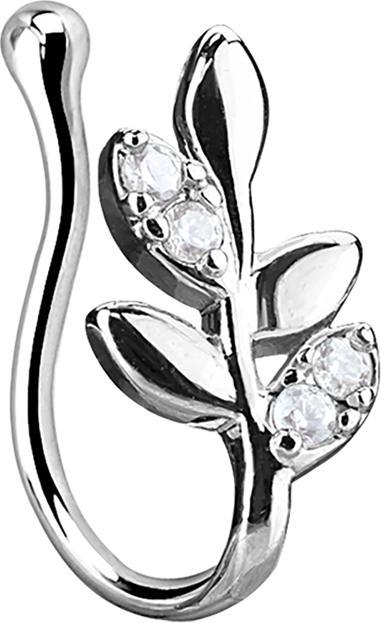 Produktbild Star Piercing Fake Nasenpiercing Clip silber Olivenzweig mit Kristall