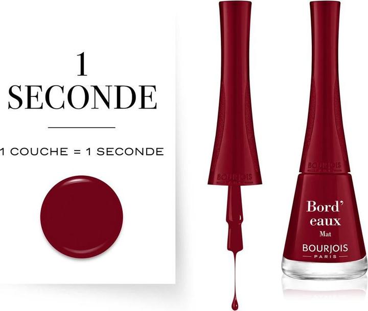 Actual product image Bourjois Nail Polish 1 Seconde 41 Bordeaux (9 ml) (Bord'Eaux, Gel-Effect Nail Polish)