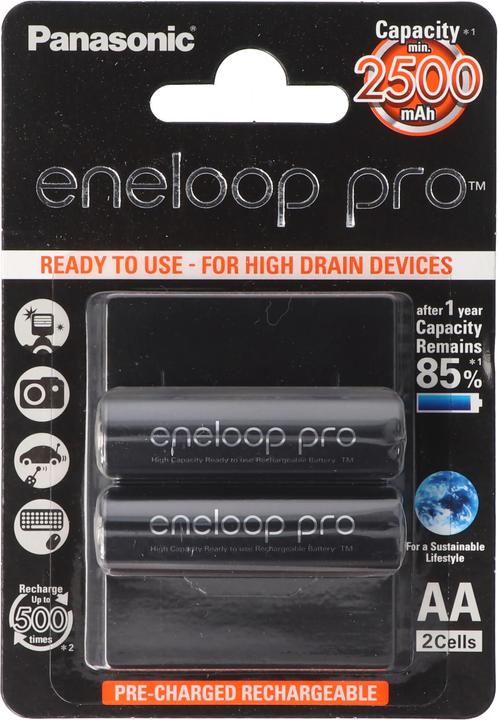 Actual product image Panasonic Rechargeable batteries ENELOOP Pro BK-3HCDE (2 pcs., AA, 2500 mAh)