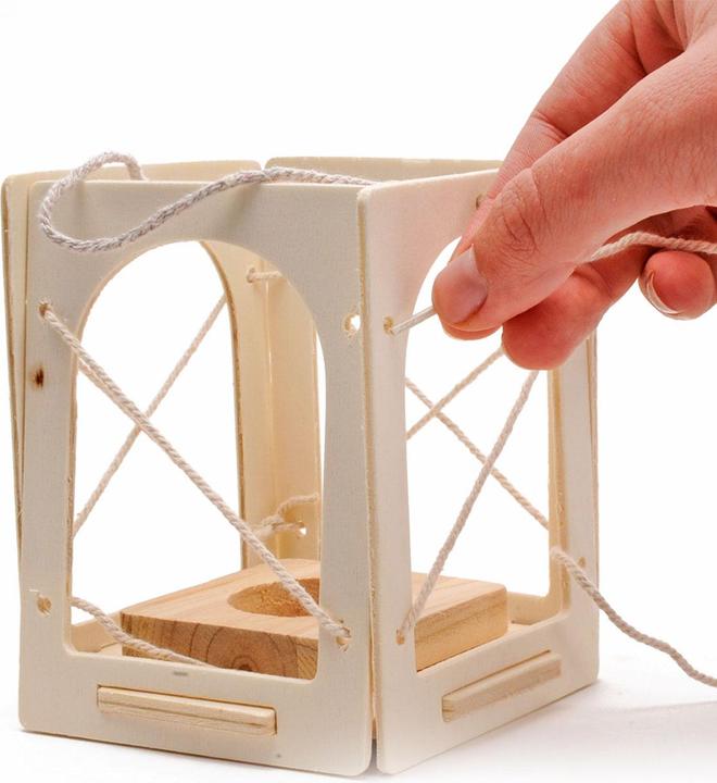 Actual product image Wooden lantern (10 x 10 x 12 cm)