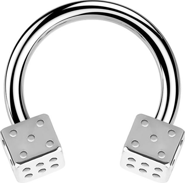 Produktbild Star Piercing Micro Circular Barbell silber mit zwei Würfel (Chirurgenstahl 316L, ohne Messing)