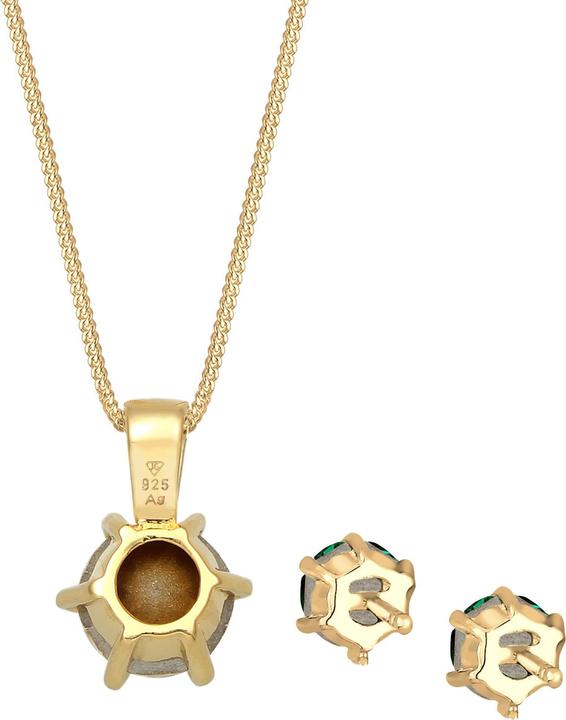 Actual product image Elli Jewellery set crystals solitaire necklace ear studs 925 silver (925 sterling silver)