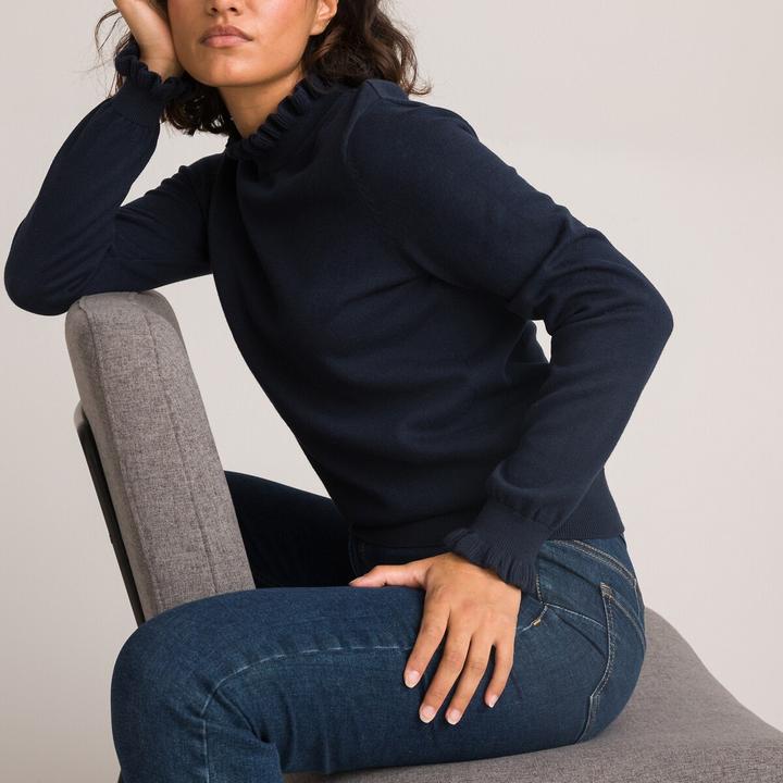 Image du produit La Redoute Collections Pull à col montant ruché et manches longues (XXL)