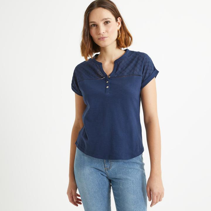 Anne Weyburn T-Shirt mit Henley-Ausschnitt