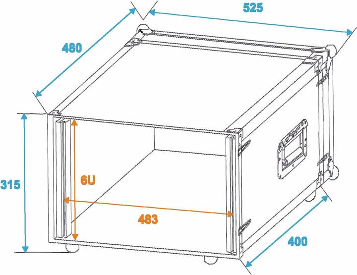 Image du produit Roadinger CO DD 19 pouces Rack 6 UH bois incl. poignée (Universel)