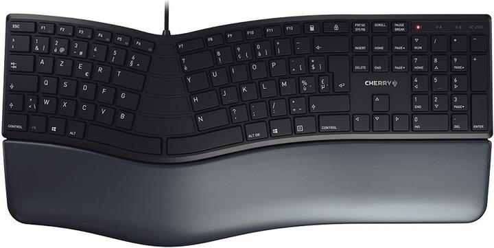 CHERRY Desktop KC 4500 ERGO (FR) Ergonomic black curved ergonomic keyboard, wired (FR, Cable)