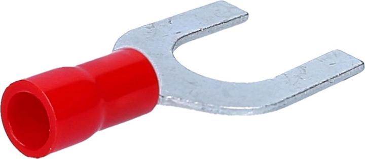 Kalitec 100 Stück GKSRU6 Kabelschuhe Gabelkabelschuhe 0,5-1,5mm² I rot teilisoliert I PVC Kragen U6