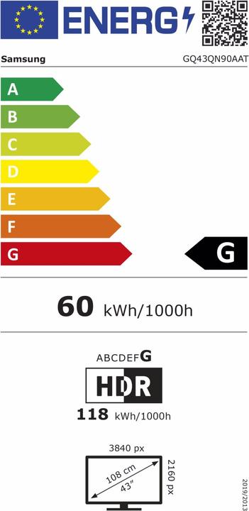 Energie-Label Samsung GQ43QN90AAT (43", QLED, 4K, 2021)