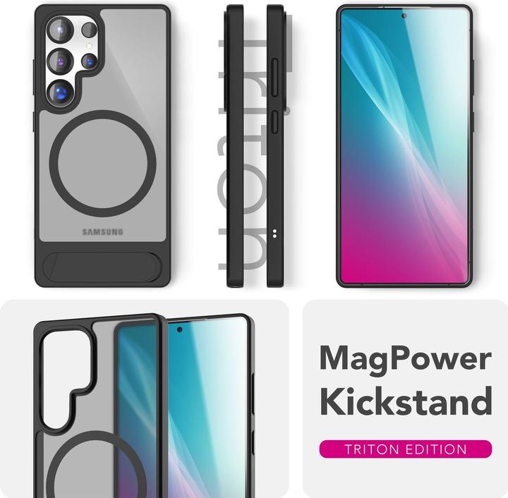 Immagine prodotto Nalia Triton - Durchsichtige Standfuss Hülle mit MagSafe Ring - Kickstand Hardcover (Samsung Galaxy S25 Ultra)