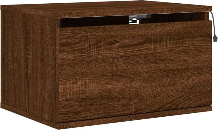 Immagine prodotto VidaXL Comodino a parete con luci a LED effetto rovere marrone, colore (50 x 36 x 30 cm)