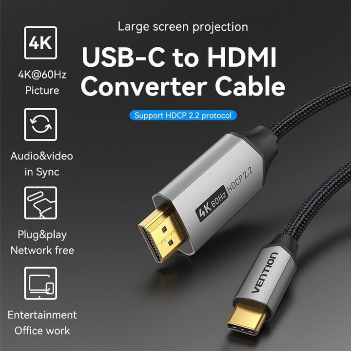 Produktbild Vention USB-C to HDMI Cable 2m CRBBH (Black) (2 m, HDMI)