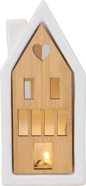 Produktbild MICA Living Keramik-Haus mit LED-Beleuchtung - ca. 8,5 x 8 x 18,5 cm