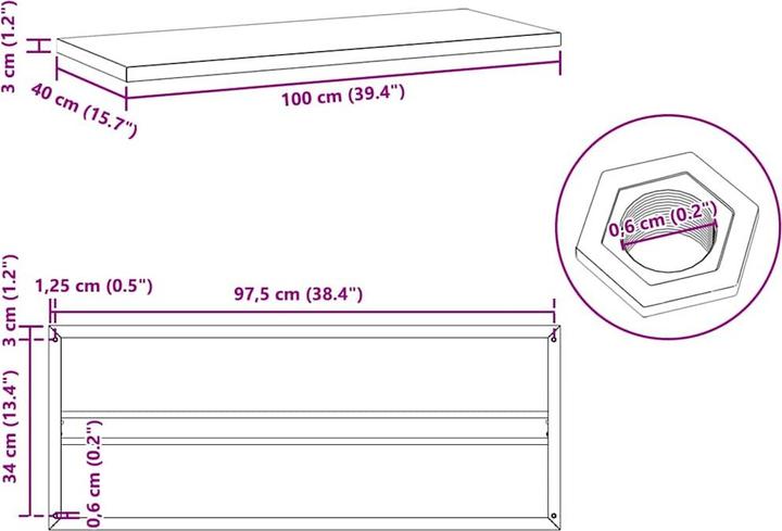 Image du produit VidaXL Étagères murales 2 pcs. Noble (100 x 40 x 3 cm)