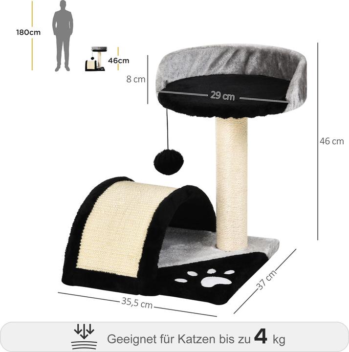 Actual product image PawHut Cat tree with plush (44 cm, Black)