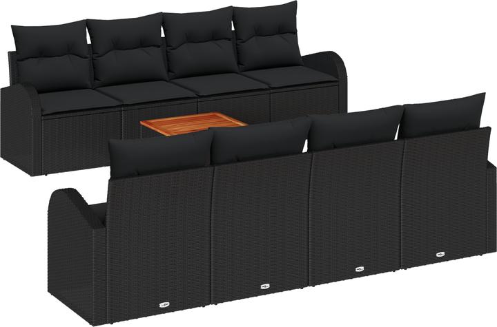 Actual product image VidaXL 9-piece garden sofa set with cushions black poly rattan acacia