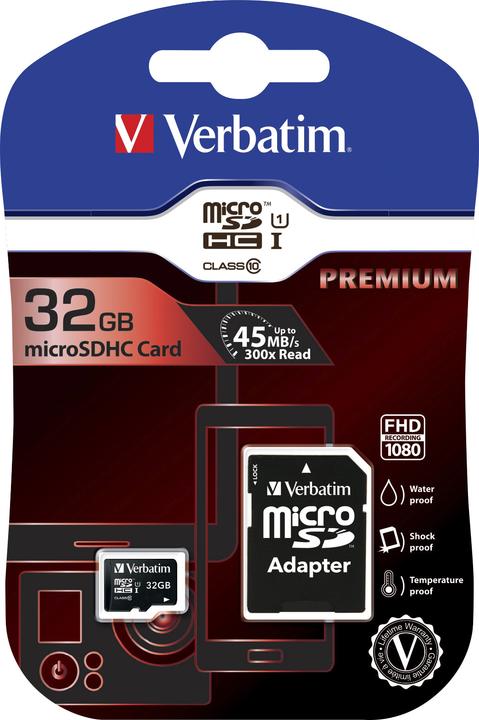 Actual product image Verbatim Micro SDHC Card Class 10 (32 GB, microSDHC, U1, UHS-I)