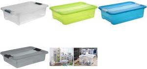 Produktbild keeeper Aufbewahrungsbox ""cornelia"", 28 Liter, crystal-grey transparent, mit Deckel, Deckel mit Schiebever (28 l)