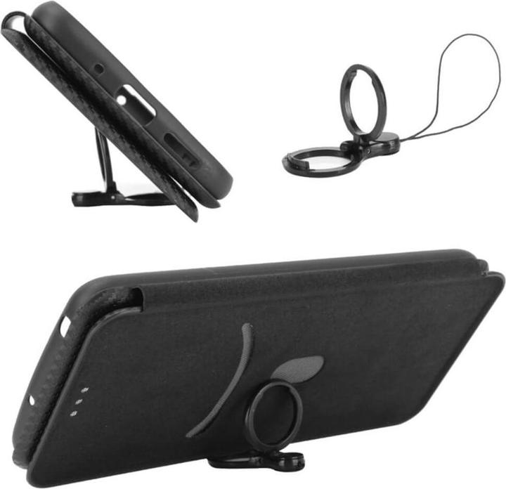 Produktbild Cover-Discount Google Pixel 7a - Carbon Look Flip Case schwarz (Google Pixel 7a)