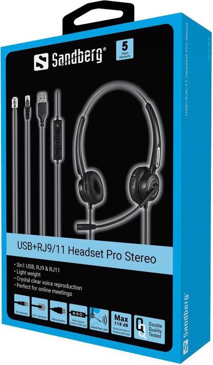 Actual product image Sandberg Headset Stereo Pro USB, RJ9, RJ11 (Cable, USB-A)