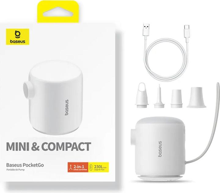 Actual product image Baseus Portable Air Pump PocketGo (White)