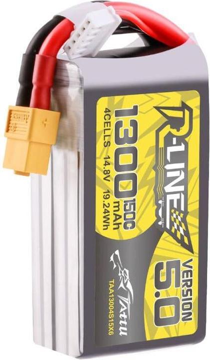 Image du produit Tattu R-Line Version 5.0 1300mAh 14.8V 150C 4S1P Lipo Battery Pack with XT60 Plug (14.80 V, 1300 mAh)