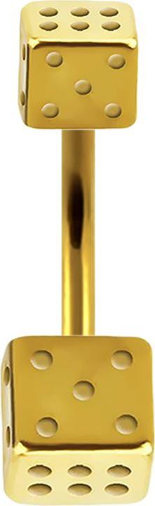 Produktbild Star Piercing Banane vergoldet mit zwei Würfel (ohne Messing, Chirurgenstahl 316L)