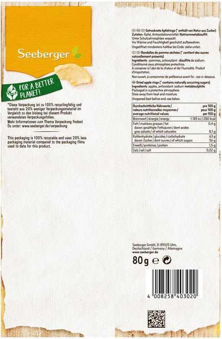 Actual product image Seeberger apple rings (80 g)