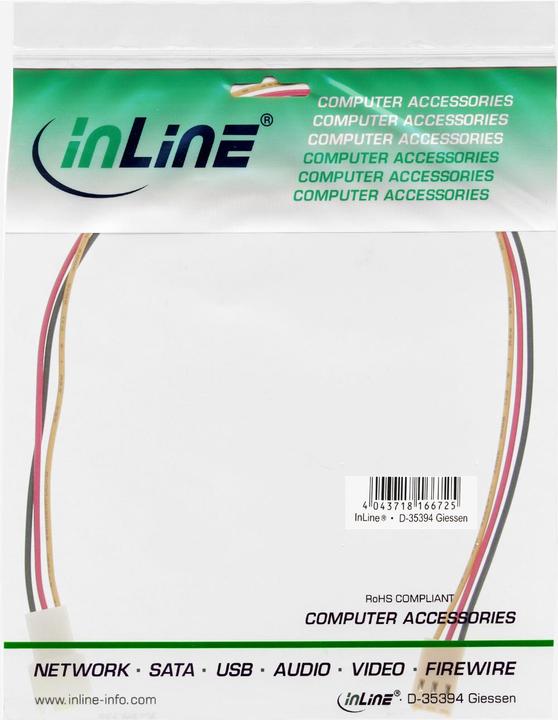 Immagine prodotto InLine Prolunga del cavo della ventola, spina/presa Molex a 3 pin, lunghezza 1 m