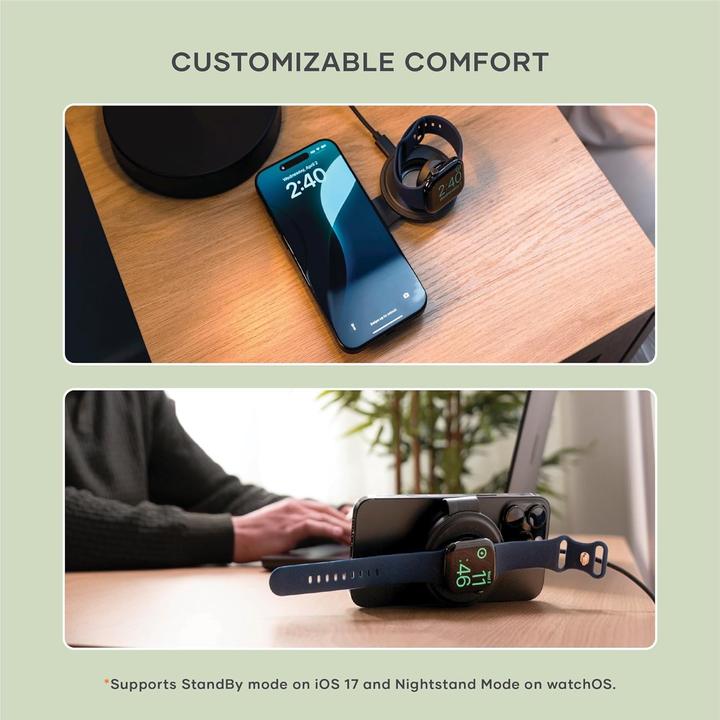 Image du produit Satechi OntheGo Chargeur sans fil 2 en 1 avec Qi2 (15 W)
