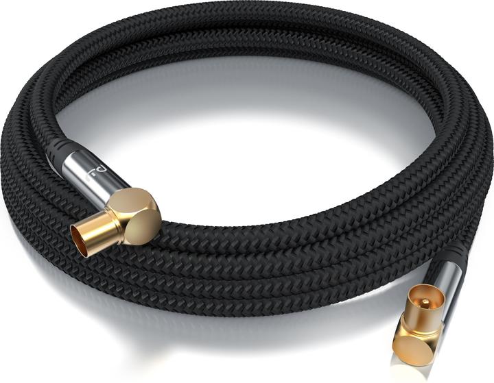 Actual product image Primewire HDTV antenna cable angled with braiding, premium coaxial cable 135dB / 75 Ohm, TV cable, 4K HDTV (135 dB, Antenna cable)