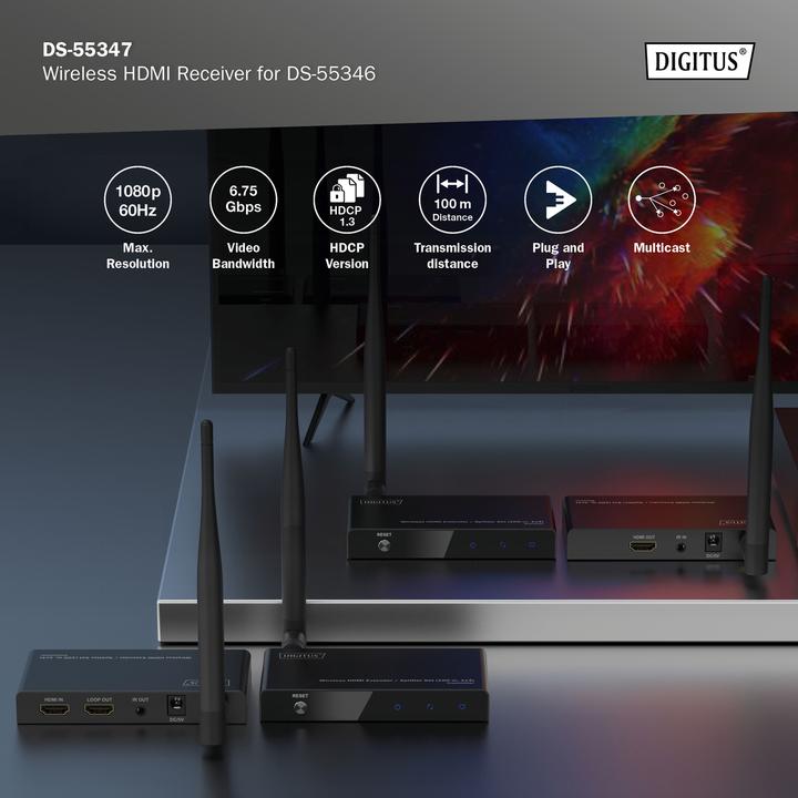 Image du produit Digitus Récepteur HDMI sans fil pour DS-55346 (100 m, HDMI 1.4a)