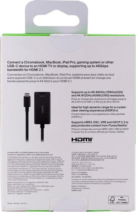 Produktbild Belkin HDMI (Typ A) — USB Typ C (USB Typ-C, HDMI, 19 cm)