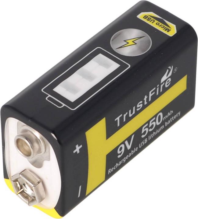 Immagine prodotto Trustfire Blocco da 9V con funzione di ricarica USB (1 pz., 9V Block, 550 mAh)