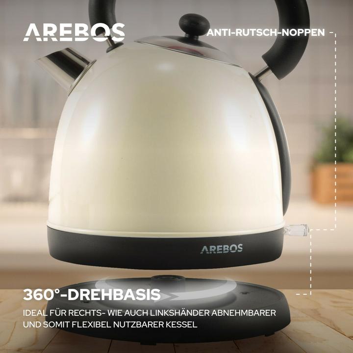 Produktbild Arebos Wasserkocher Retro - Creme (1.80 l)
