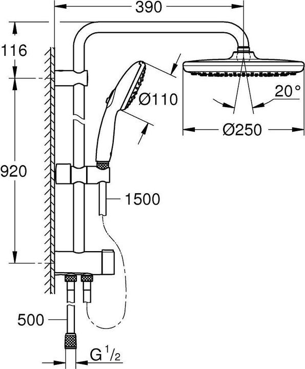Nutritional values and ingredients Grohe Tempesta System 250