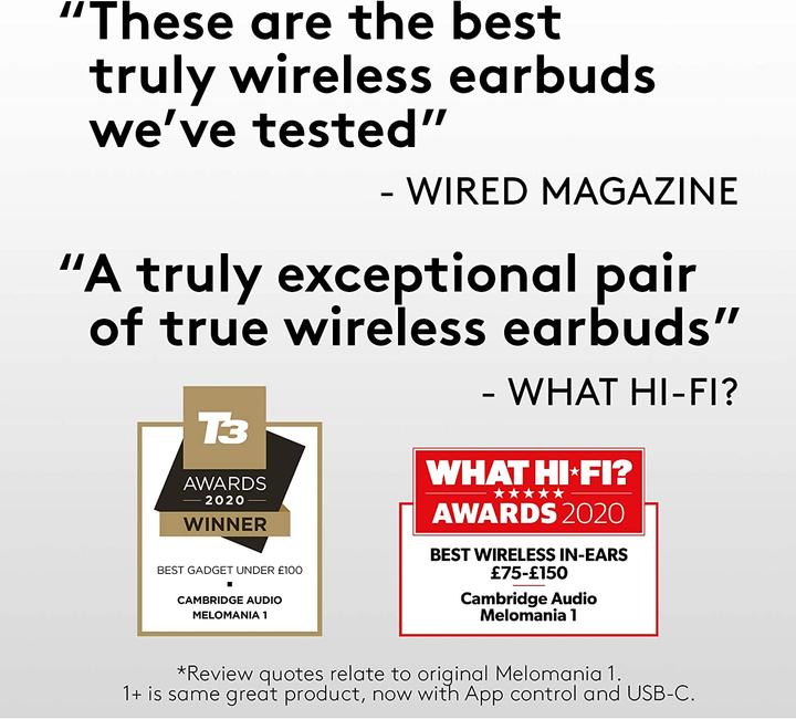 Actual product image Cambridge Audio Wireless Earbuds with Portable Charging Case and App Control