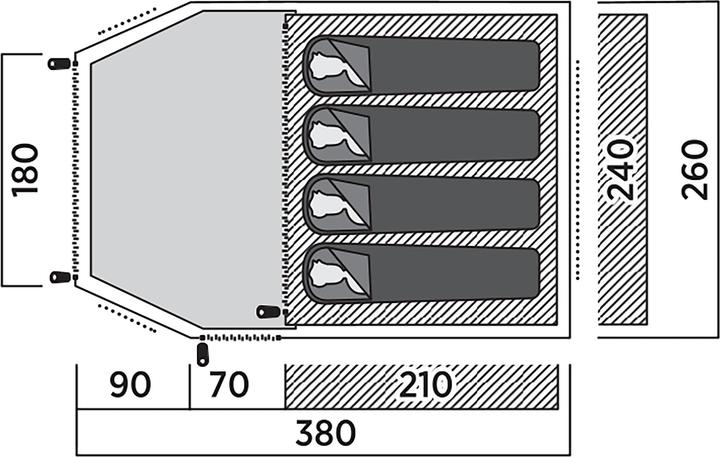 Actual product image Easy Camp Kuppelzelt Lomsdal 4 (olivgr?n, mit Tunnel-Anbau, Modell 2025) (Dome tent, 6.40 kg, 4 persons)