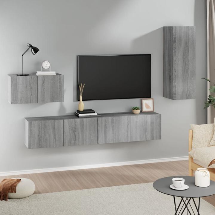 Immagine prodotto VidaXL 4-tlg. TV-Schrank-Set Grau Sonoma Holzwerkstoff,Farbe: Grau (100 x 30 x 30 cm)