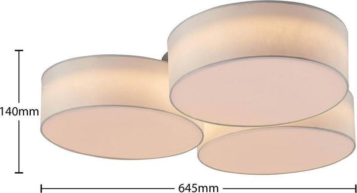 Produktbild Lindby Janita LED-Stoffdeckenlampe, 3-fl., weiss (3200 lm)